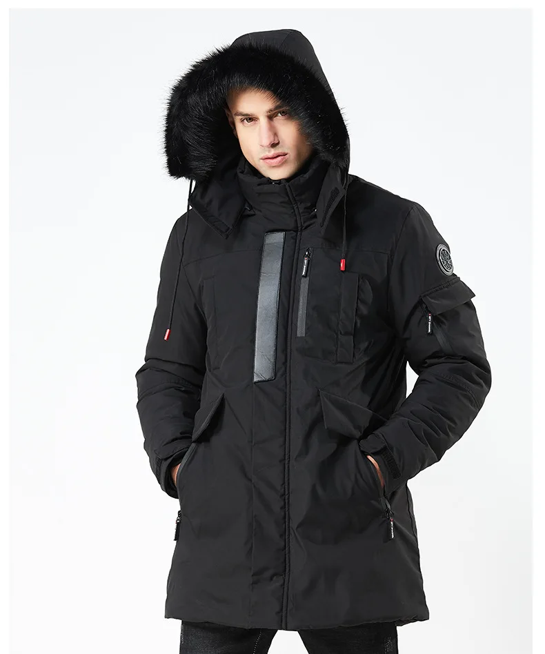 Куртки зимние мужские европейские и американские мужские длинные качественные парки с капюшоном толстые ветрозащитные куртки парка мужские XD584