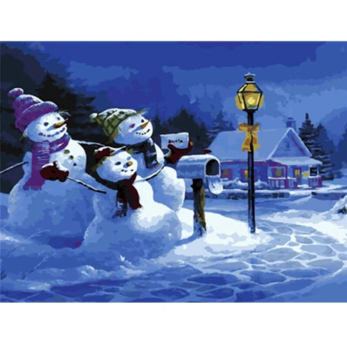 Santa Claus Snowman DIY Oil Painting Colors On Number Canvas Paint Pictures By Numbers For Home Christmas Decoration - Цвет: E539