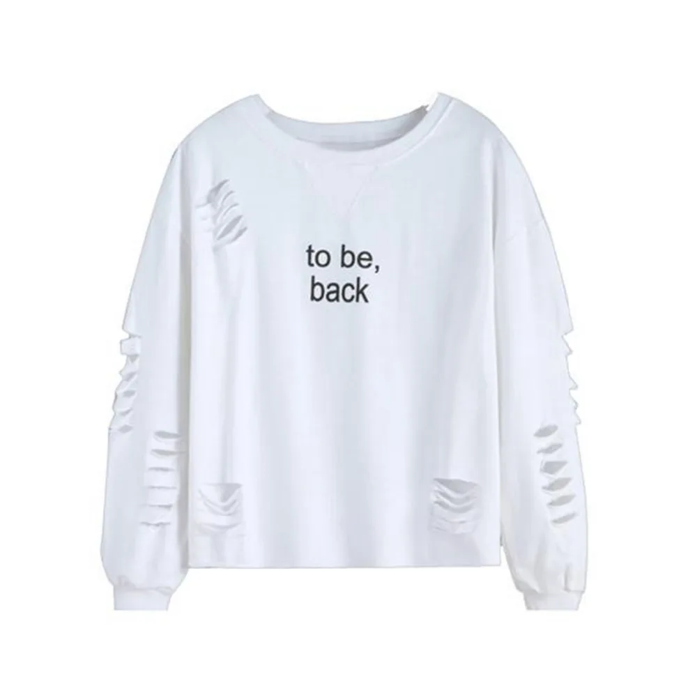 Street style sweatshirt women BE TO BACK Letters Printed Round Neck