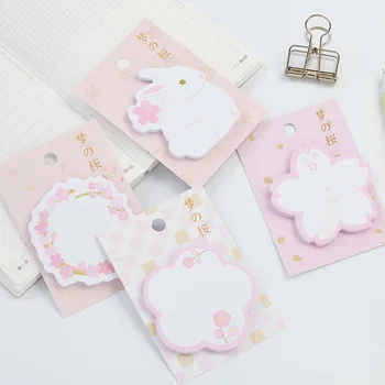 

30sheets/pc Kawaii Rabbit and Sakura Sticky Notes Cute Diary Stickers Memo Pad Paper Bookmarks Memo Label Gift For Kids