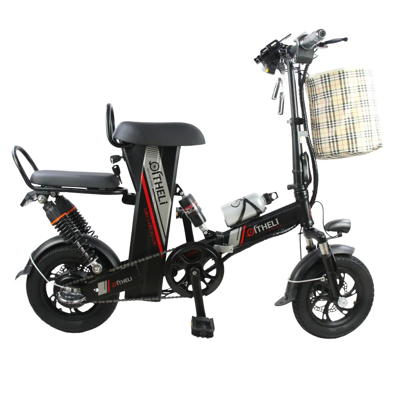 12-дюймовый складной электрический велосипед мини взрослый маленький поколения литиевая батарея электрического велосипеда - Цвет: black 15ah battery