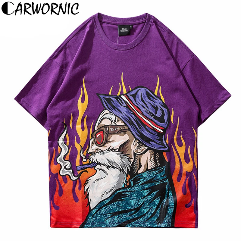 CARWORNIC мультфильм Dragon Ball Футболка мужская хип хоп японский Харадзюку Стиль Мастер