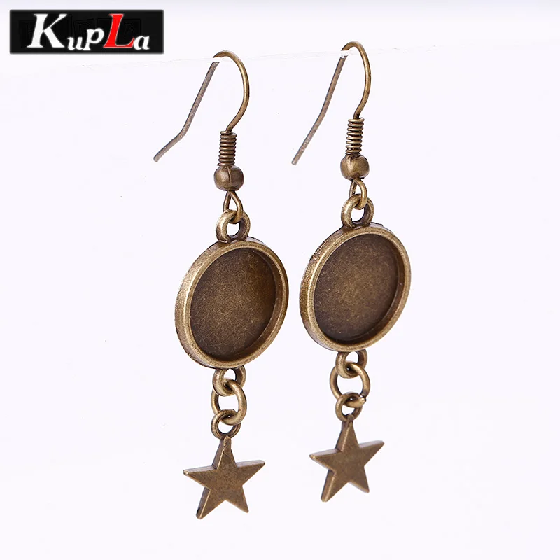 

Vintage Brass Star Earrings Base 12mm Round Cabochon Setting for DIY Jewelry Making Metal Jewelry Star Earrings for Woman 20pcs