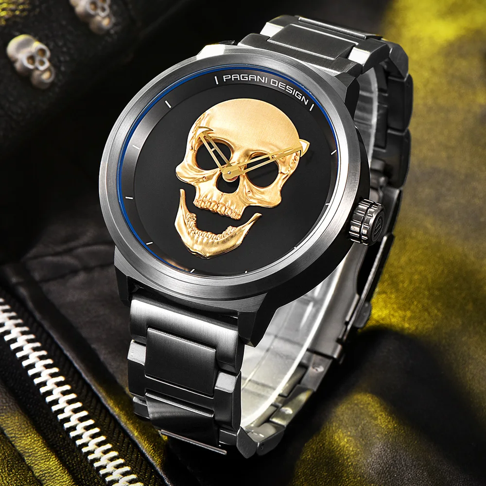 

Luxury Brand PAGANI DESIGN Punk Skull Personality Retro Fashion Men's Watches Large Dial Design Waterproof Quartz Watch