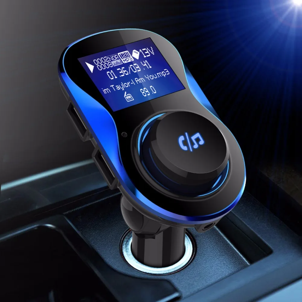 Konrisa Bluetooth автомобильный комплект громкой связи вызов fm-передатчик AUX Выход A2DP музыкальный плеер 5 в 3.4A двойное зарядное устройство Поддержка USB драйвер