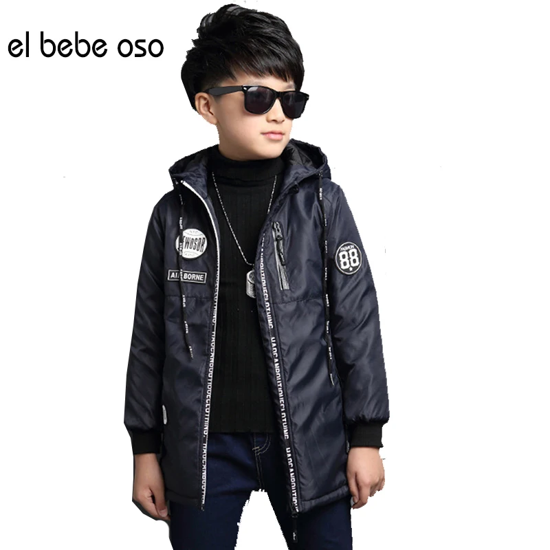 ФОТО 2016 Boys Casual Plus Velvet Children Hooded Windbreaker Waterproof Jacket Winter Autumn Kids Sports Outwear & Coats XL662