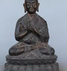 13 "Тибет Буддизм Храм Фейн 100% Фиолетовый Бронзовый Лама Учитель Гуру Статуя Будды