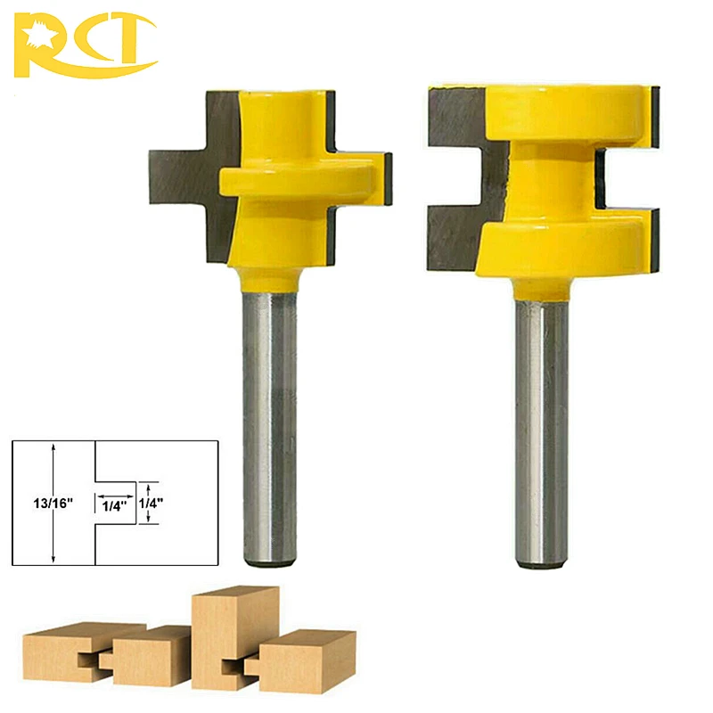 RCT 1/4 ''хвостовик язык паз фрезы 2 шт Дерево шипы резак для Wainscot панели древесины полы фрезы