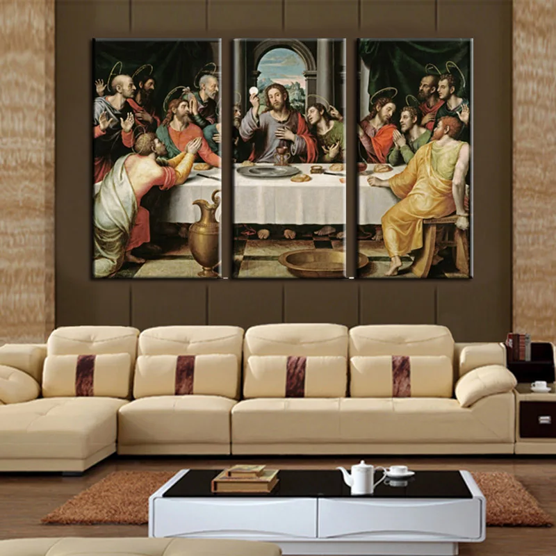 Framed 3pcs The Last Supper Jesus Modern Home Decor Canvas Print