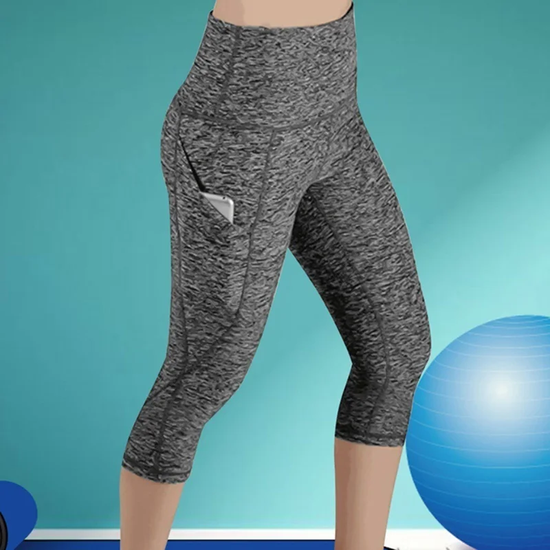 Leggings 3/4 Pants Female Capri Casual Pant Sporting Fitness High Waist Pants Side Pockets Design Sporting Leggings amazon leggings