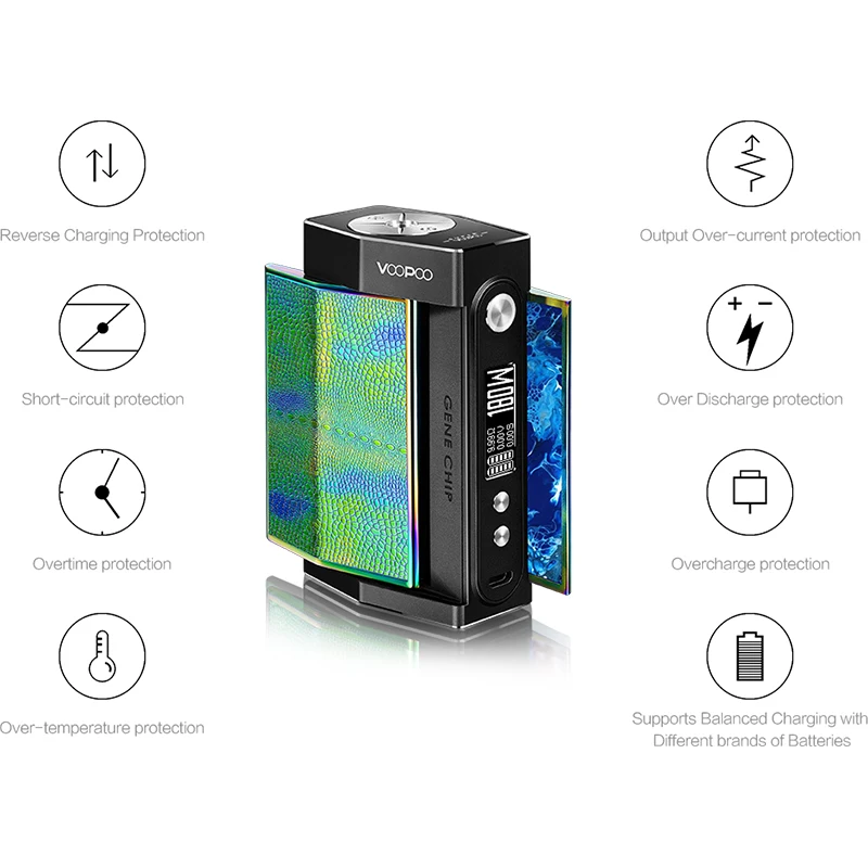 Original VOOPOO TOO 180W TC Box MOD GENE Chip Powered by single or dual 18650 battery Electronic cigarette mods Too mod VS Drag 03