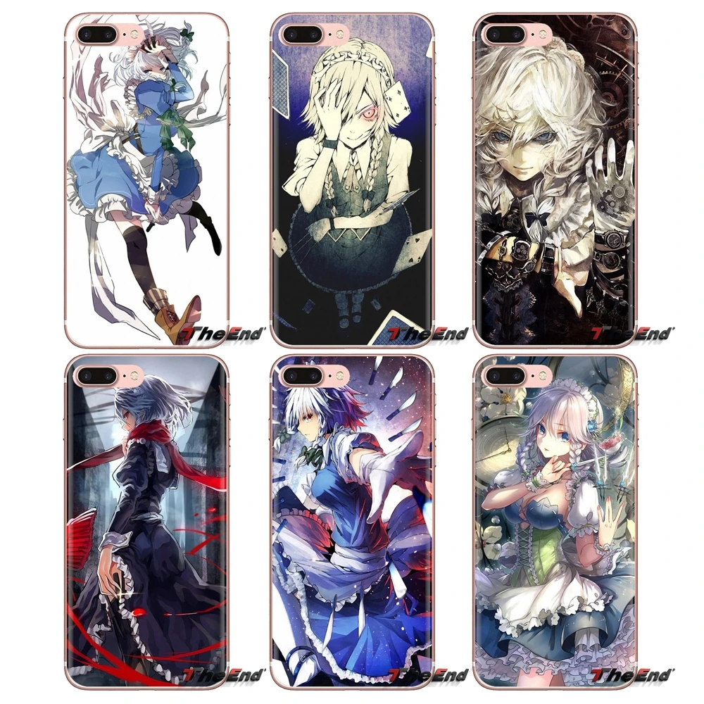 Силиконовый чехол для iPod Touch Apple iPhone 4 4S 5 5S SE 5C 6 6S 7 8 X XR XS Plus MAX Touhou Izayoi Sakuya двойные