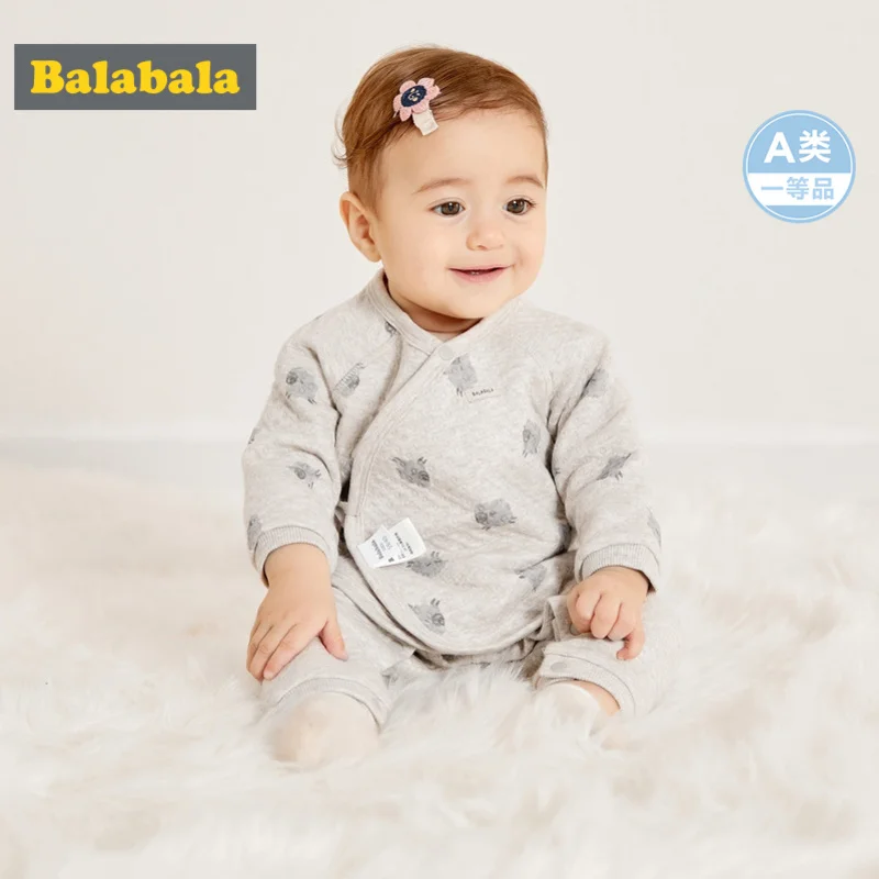 

Balabala Infant Baby Boy 2-Piece Soft Cotton Lined Printed Long-sleeved Shirt + Pants Set for Winter Newborn Baby Clothing Set