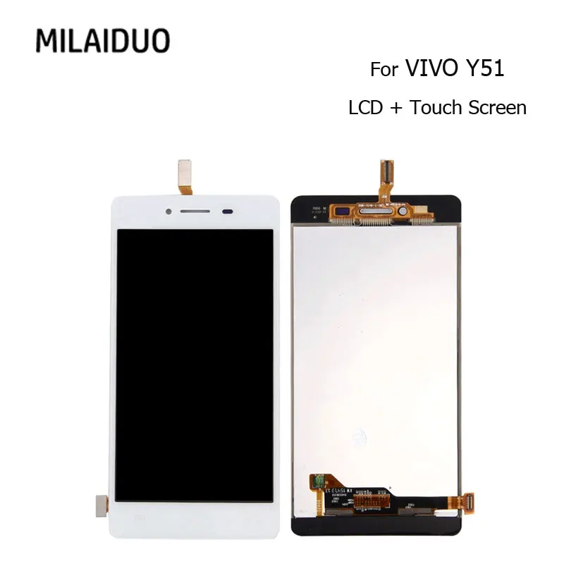 

TFT LCD Display For VIVO Y51 Touch Screen Digitizer White No Frame Full Assembly Replacement Parts 5.0 Inch 100% Tested