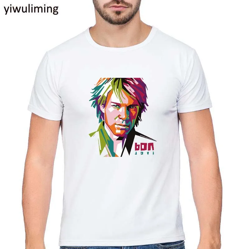 4 Bon Jovi футболка для мужчин летняя футболка Homme хип-хоп печатных топы с коротким рукавом - Цвет: 4