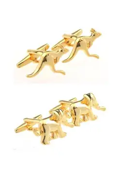 

10pairs/lot Lovely Gold Kangaroo Elephant Cufflinks Animal Design Copper Material Cuff Links Men's Jewelry Wholesale