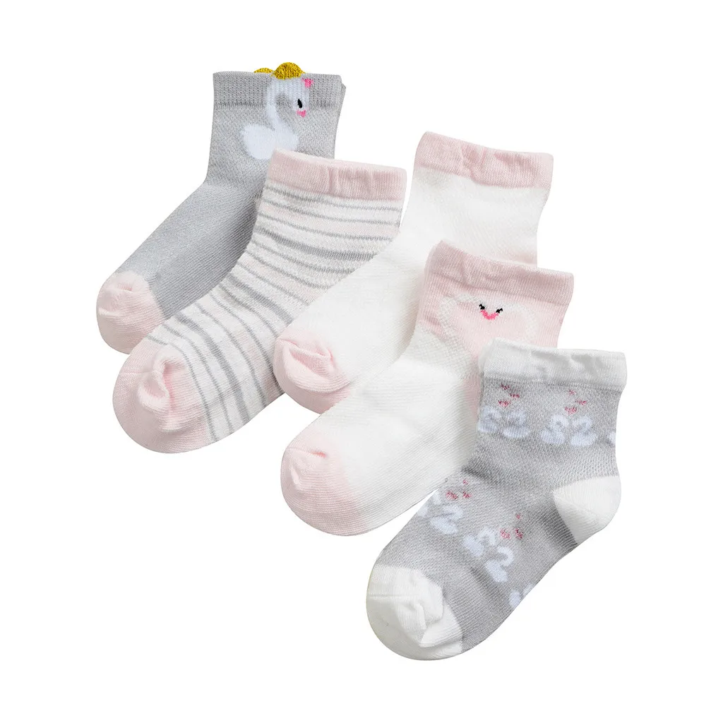 

5 Pairs Kids Socks Infant Baby Boys Girls Breathable Cartoon Animals Anti-Slip Socks Clothes Accessories #BL0