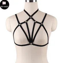 Женский черный бандаж, ремень готический, сексуальное женское белье Harajuku, эластичный Топ с ремешками, бюстгальтер