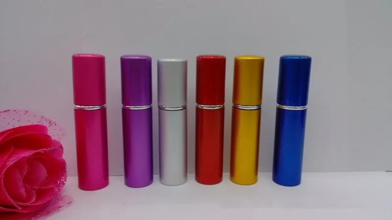 

Wholesale High Quality L01-5ML Solid Color Aluminum Perfume Bottle Glass Empty Perfume Lipstick Tube Atomzier 100PCS/LOT