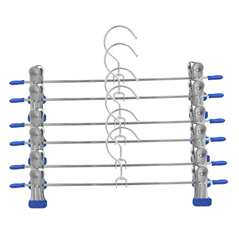 5 шт./лот, Нескользящие вешалки для одежды из нержавеющей стали с зажимом, вешалка для штанов, юбка, детская одежда, регулируемый зажим для одежды