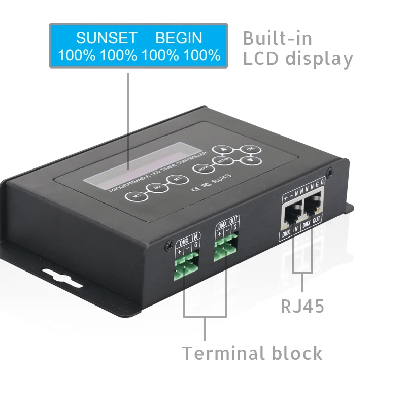 DC9V постоянное напряжение 4 канала регулировка яркости DMX512 Выход программируемый DMX512 таймер диммер контроллер светодиодный освещение