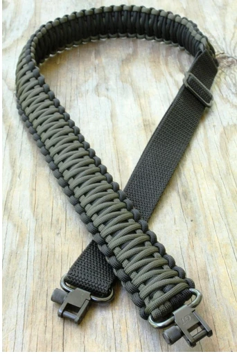 Adjustable Paracord Rifle Gun Sling Strap With Swivels OD Green