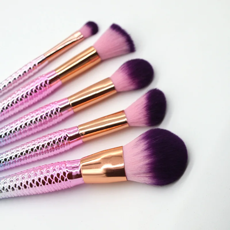 

Mermaid Makeup Brushes Foundation Eyebrow Eyeliner Blush Concealer Fish Tail Makeup Brushes Women Cosmetic Powder Brush Set
