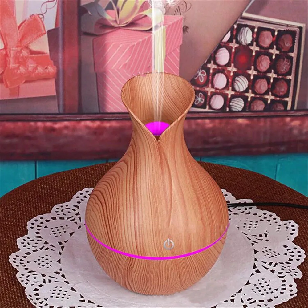130ml Aroma essential oil diffuser USB ultrasonic wood Air Humidifier with Wood Grain 7Color Changing LED Lights for home 130ml Aroma essential oil diffuser USB ultrasonic wood Air Humidifier with Wood Grain 7Color Changing LED Lights for home