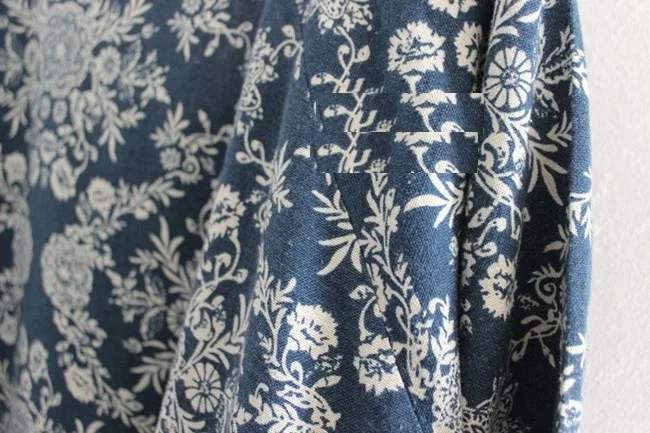 Голубое и белое платье с принтом waxprinting, винтажное платье с рваными краями и карманами, свободное цельнокроеное платье, 17502-10