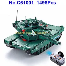C61001 1498 шт. m1a2 technic военный пульт дистанционного управления rc основной танк может вращаться револьверный Запуск ракетный строительный блок игрушка