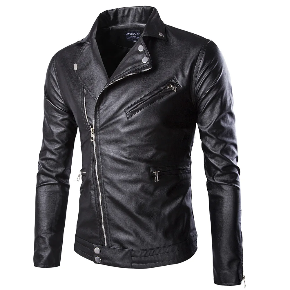 Кожаная мужская мотоциклетная куртка, новинка, jaqueta de couro masculina motoqueiro casaco, мужская кожаная куртка-бомбер