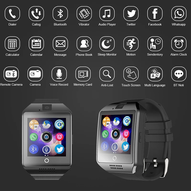 ITORMIS Bluetooth Smart Watch Phone Smartwatch Q18 with Camera Touch Screen Support Pedometer TF SIM Card for Android Smartphone