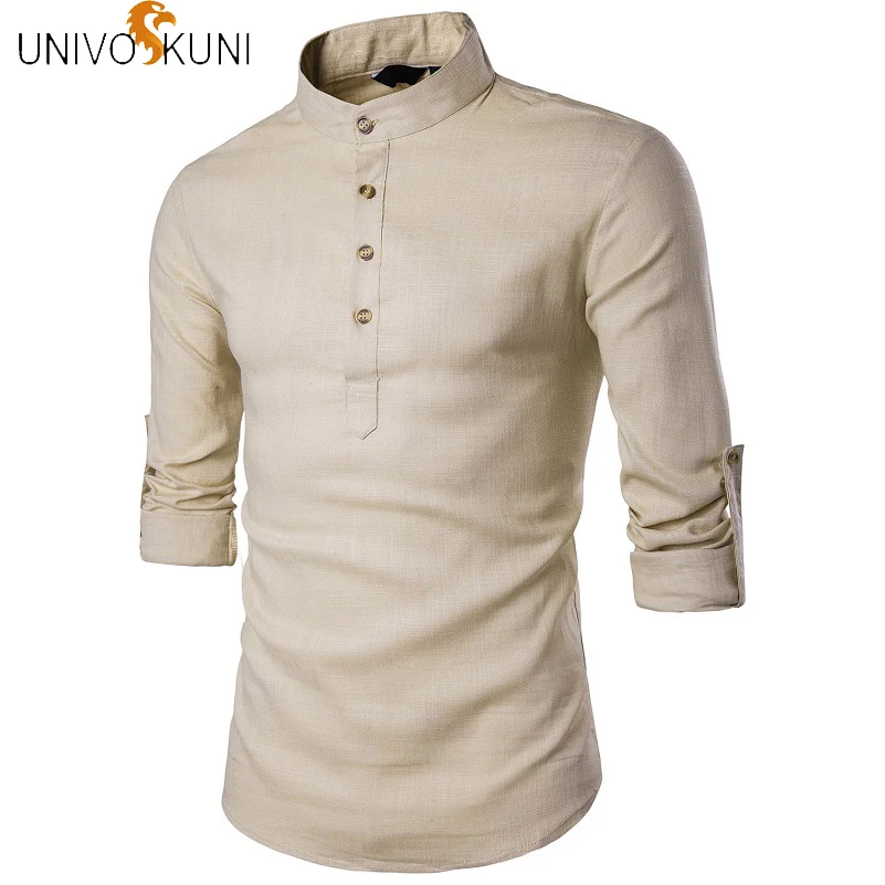 

2018 New Spring Fashion Men Shirt Fit Slim Long Sleeve Standing Collar Shirts Homme Casual Solid Moda Camisas Europe Size Q5180