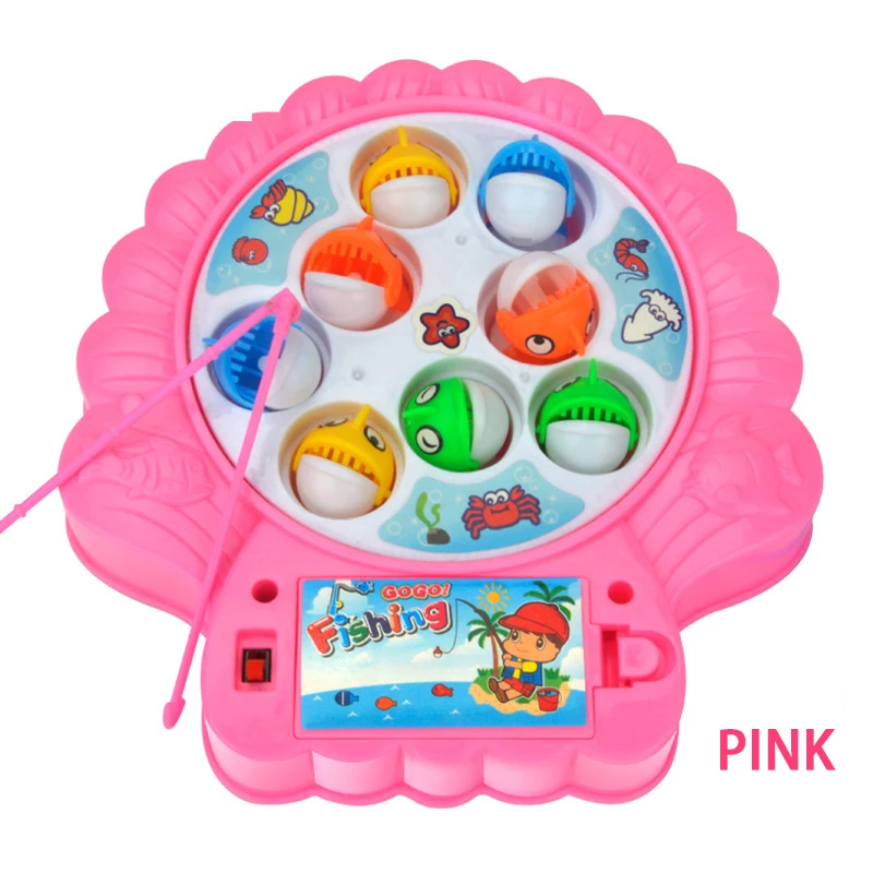 pink Рыболовные игрушки для детей звуки Монтессори рыбный пруд рыбы модель Спортивные Детские Игры развивающие игрушки Internative мастерство игрушка в подарок - Цвет: pink
