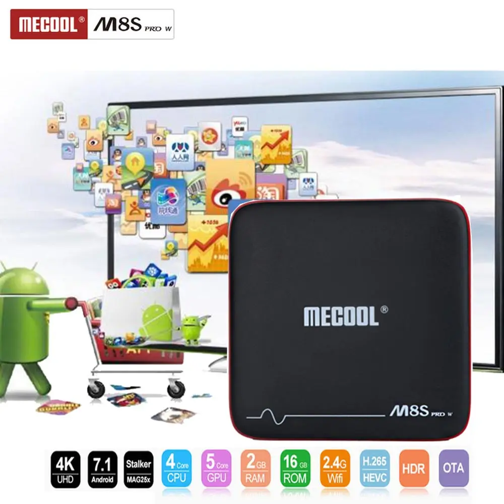

Mecool M8S PRO W TV box Android Smart TV box 7.1 Support 2.4G 4K Wifi 2+16GB with Voice Control Amlogic S905W CPU Set Top Box