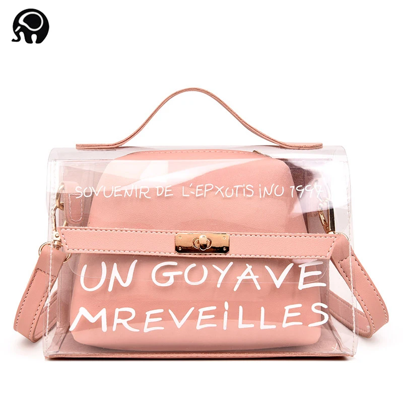 

2018 Fashion Women Clear Transparent Handbag Tote Shoulder Bags Beach Bag Popular Handbags Women Bags Designer dames tassen