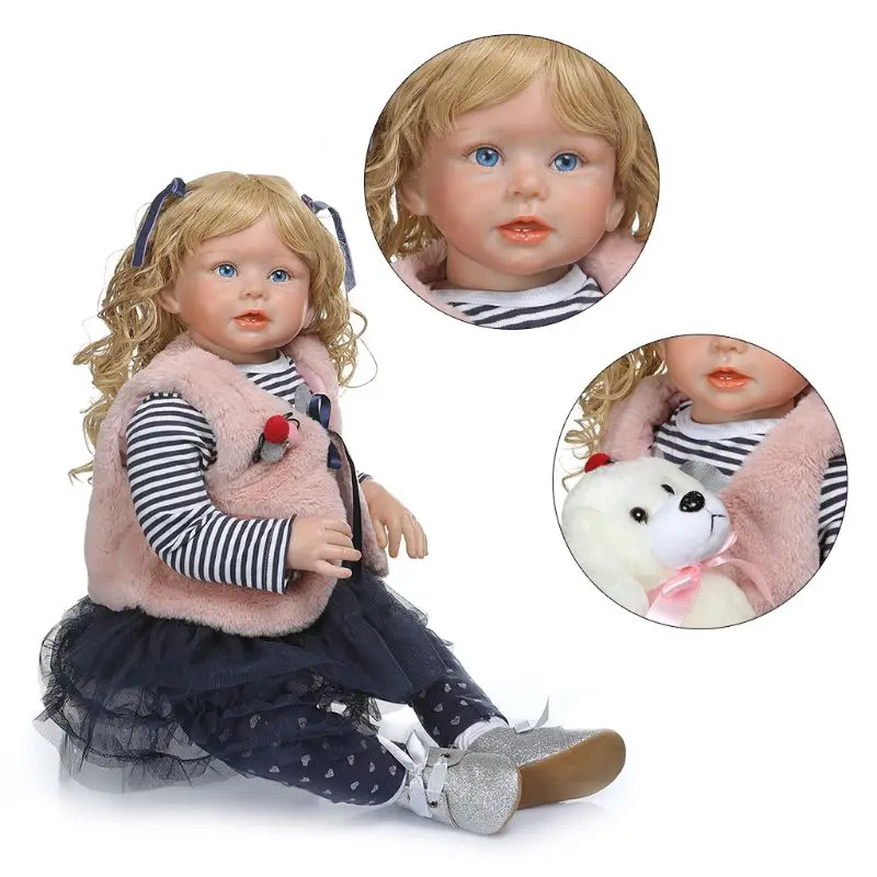 28in Реалистичная кукла-Реборн, мягкий силиконовый винил для новорожденных девочек, принцесса, собака, Реалистичная игрушка ручной работы, детский день рождения, Рождество