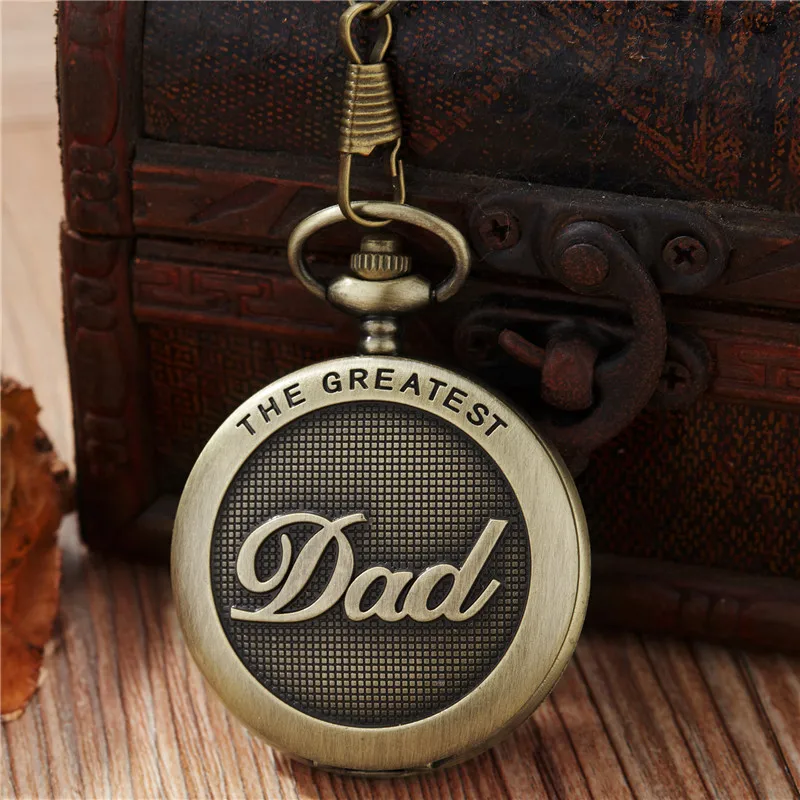 GORBEN Bronze dad pocket watch Waist Chain THE GREATEST Dad FOB Vintage