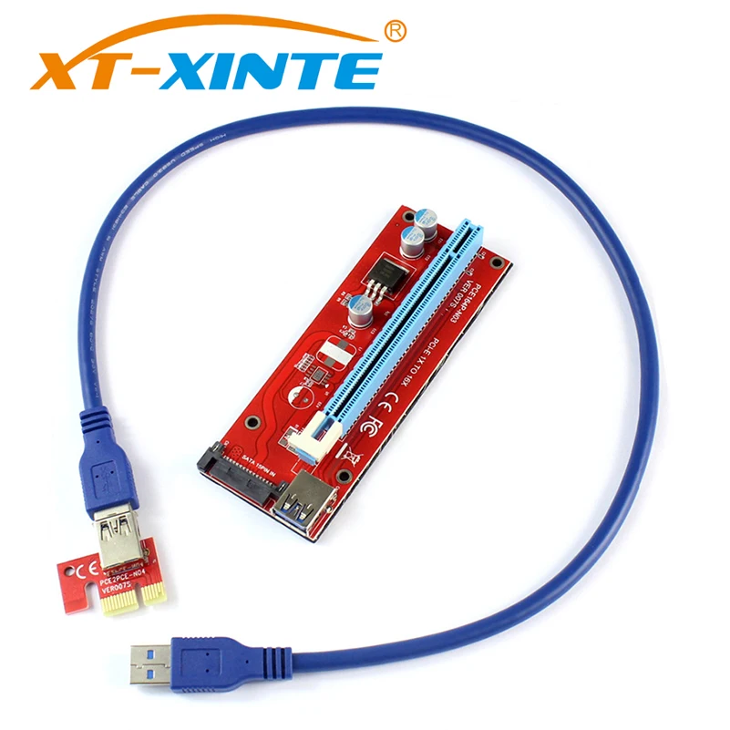 PCIE 1X to 16X Graphics Extension Cord SATA Power Supply Adapter Card for ETH Bitcoin Mining Device