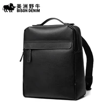BISON DENIM мужской рюкзак из натуральной воловьей кожи 14 дюймов рюкзак для путешествий для ноутбука Большой Вместительный рюкзак для мужчин N2668-1