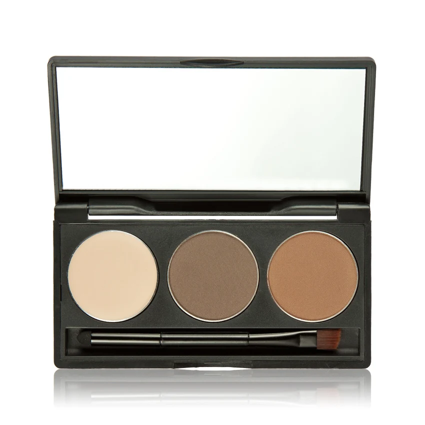 

3 Color Eyebrow Powder Palette Cosmetic Eyes Makeup Shading Brush Mirror Box