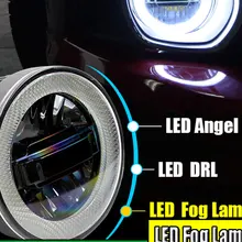 EN Car-styling LED Daytime Running Light Fog Light For Mitsubishi Pajero Sport LED Angel Eyes DRL Fog Lamp 3-IN-1 Functions