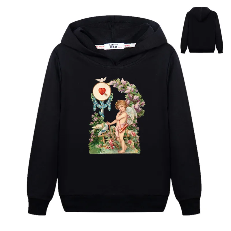 

Boys Girls Cupid Angel Love Sweatshirt Spring Fashion Pullovers Hoodies Thin Basic Coat 3-14years