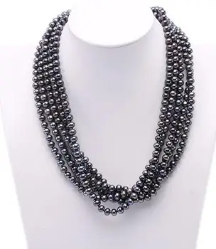 

Five-Strand 6.5-7mm Black Freshwater Pearl Necklace 20inch