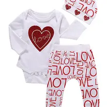 Рождественская Одежда для новорожденных в стиле принцессы Топ для маленьких девочек, комбинезон+ штаны, 3 предмета в комплекте одежда из хлопка на возраст от 0 до 18 месяцев