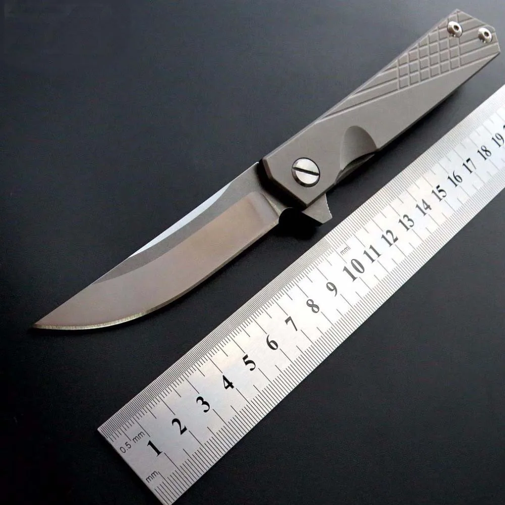 

Tactical 60HRC High Hardness D2 Blade TC4 Titanium Alloy Handle Folding Knife Camping Survival Pocket Knives Rescue EDC Tools