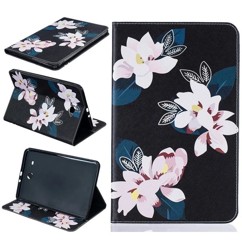 For Samsung Galaxy Tab E 9.6 Case SM-T560 T561 Butterfly Flower Bear Pig Cartoon Wallet  PU Leather Back Silicon Tablet Cover (25)