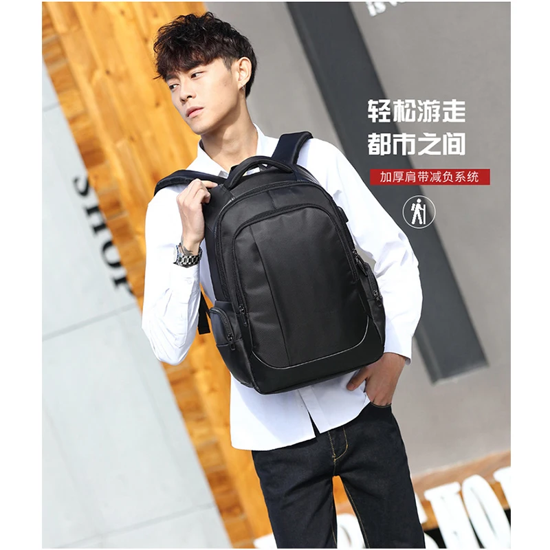 Большой водонепроницаемый нейлоновый мужской рюкзак, школьные сумки для мальчиков-подростков, зарядка через USB, черный школьный рюкзак, Университетская школьная сумка