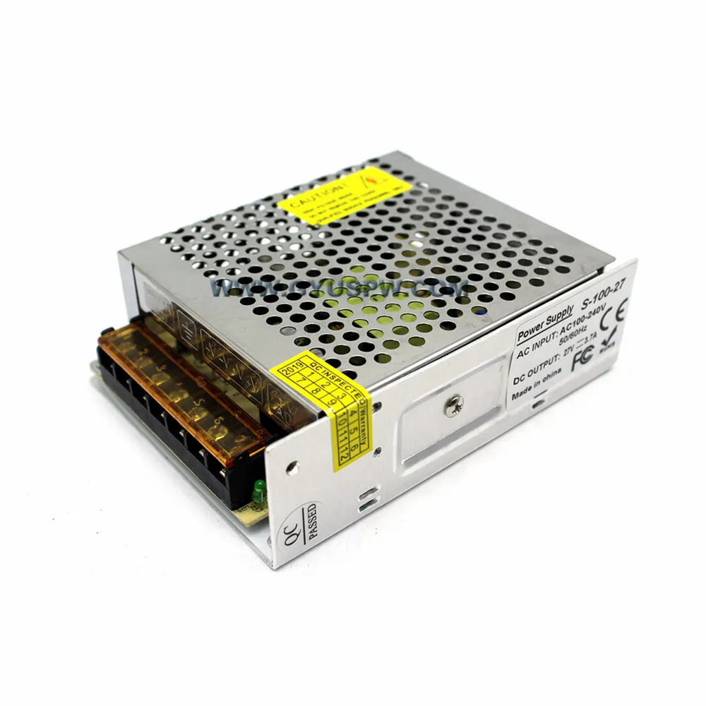 Выключатель питания DC27V 3.7A 100W светодиодный трансформатор питания драйвера 110V 220V ac-dc 27V для светодиодной ленты свет лампы CCTV шаговый