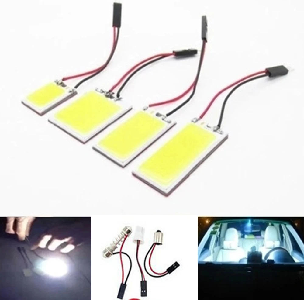 

100X 21 24 36 48 SMD COB Chip 12V Dome Light With T10 Festoon Ba9s Adapters White Car Vehicle LED Panel Lamps